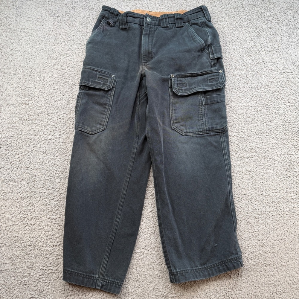 Duluth Trading Co Fire Hose Cargo Pants Mens 33x30 Black Relaxed Fit Workwear